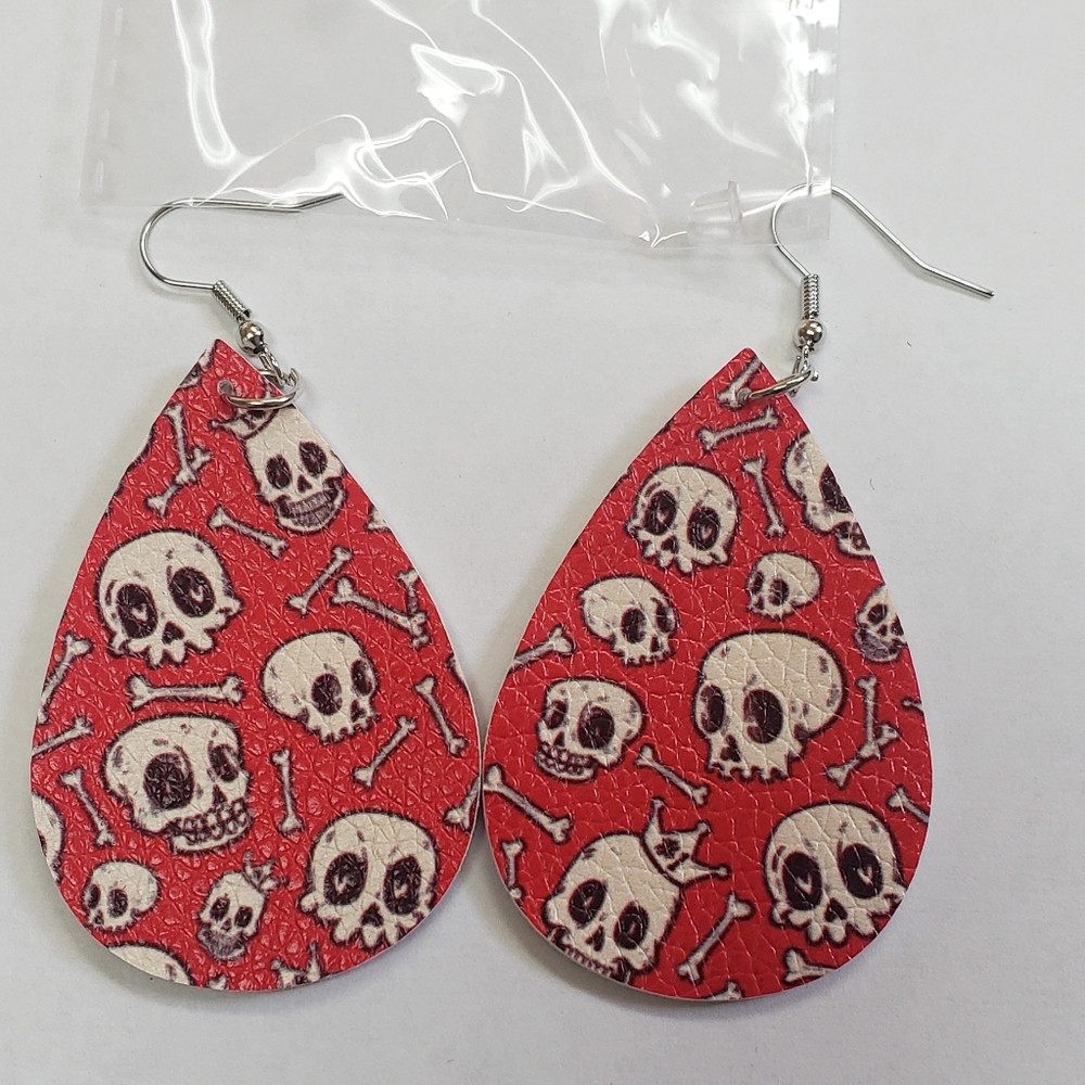 Faux Leather Skelton Earrings